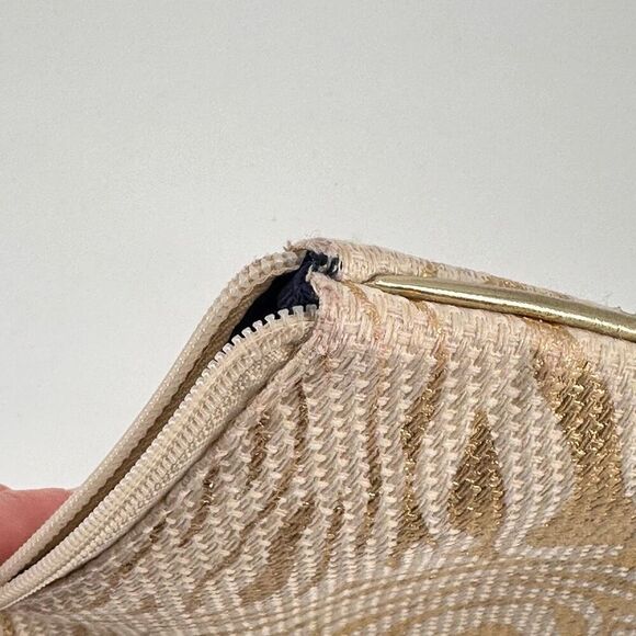 Stephanie Johnson Palm Desert Metallic Gold Cosmetic Makeup Bag zebra stripes - Picture 7 of 10